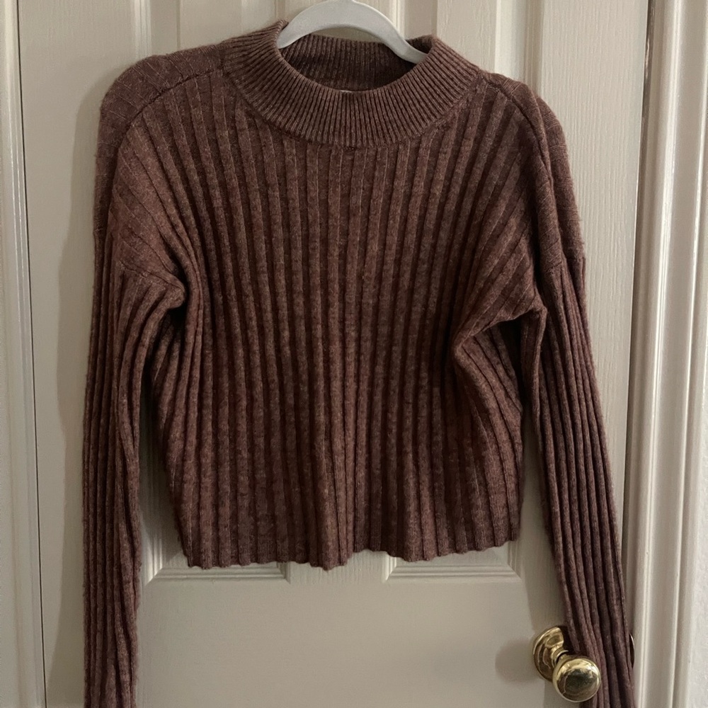 Madewell ribbed mock-neck cropped sweater, size Small